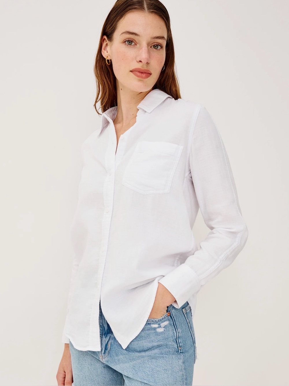Rails Freeman White Cotton Button Down Shirt XS Relaxed Gauze